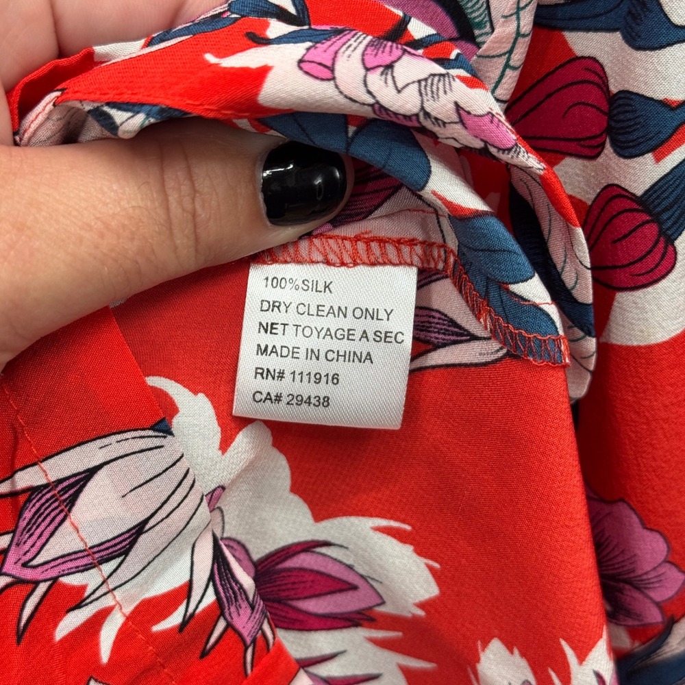 Anthropologie Yumi Kim 100% Silk Floral Jumpsuit SM Red Sleeveless Romantic - Picture 8 of 12
